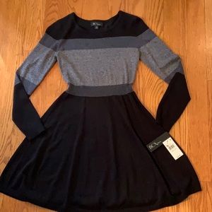 NWT Black/Grey Stripe Knit Dress - M
